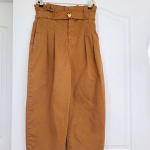 Free People high waist pants sz 8 pleated mustard